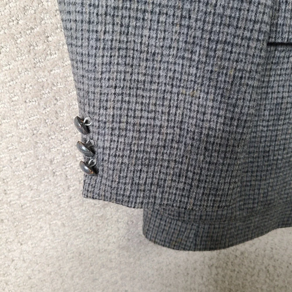 Vintage Ratner Jacket Mens 40R Gray Tweed Sport Coat Micro Check 2 Button Blazer